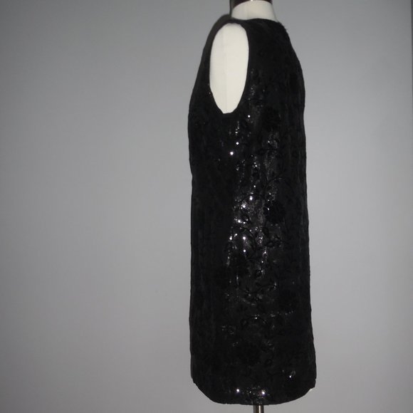 The‎ Kooples Sequin Sleeveless Cocktail Velvet Floral Black Shift Elegant Dress - Picture 5 of 13